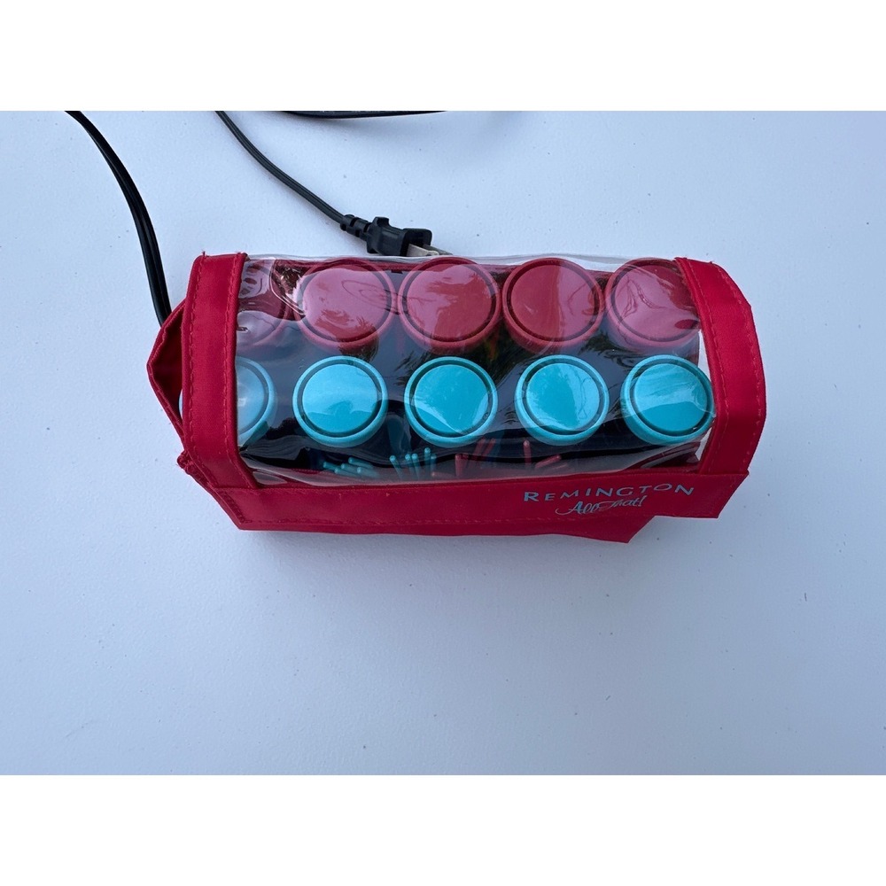 Remington All That! Travel Hot Roller Set Red Case 10 Rollers Teal Pink H-1000